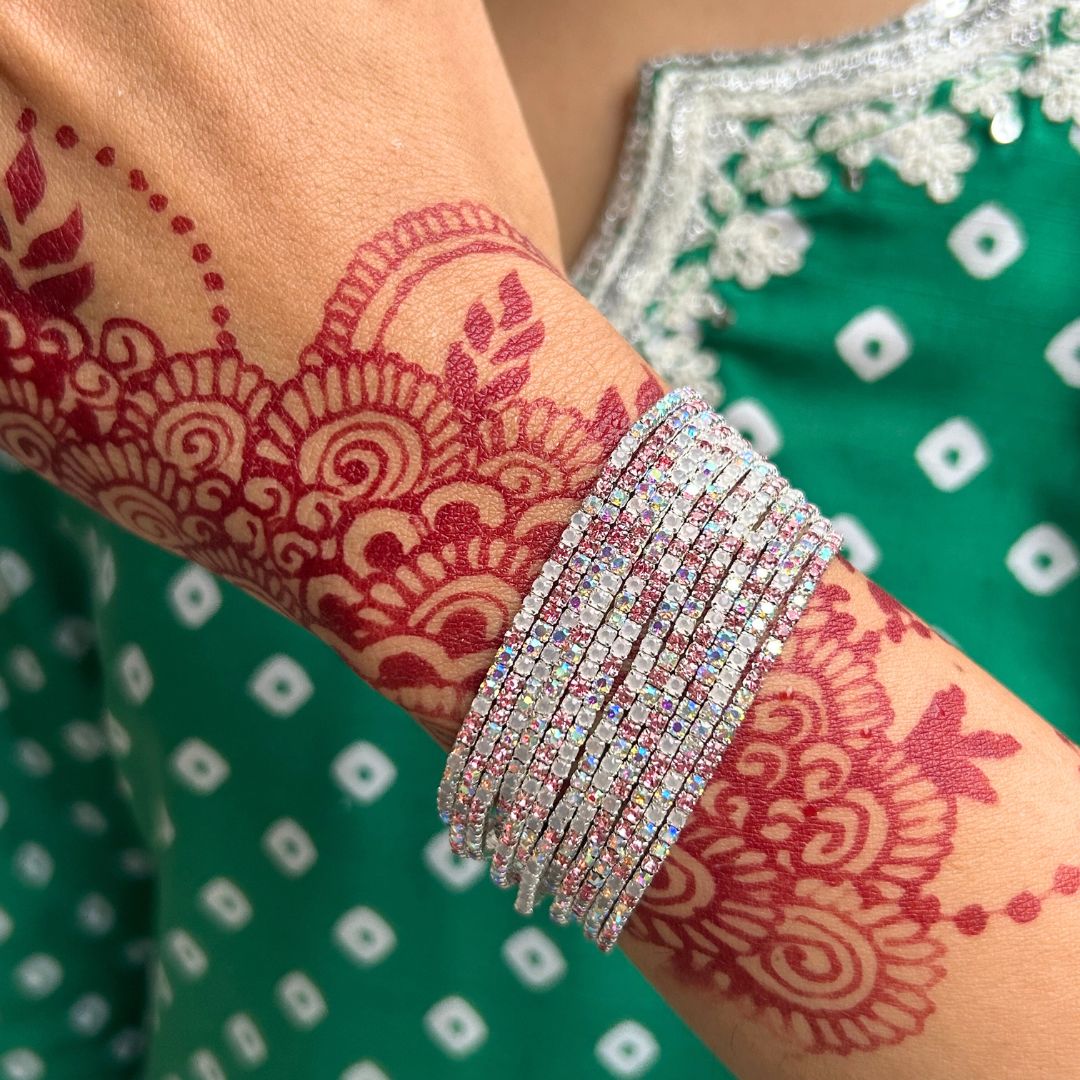 Stretchable Silver Rose Bracelet - Pack of 12