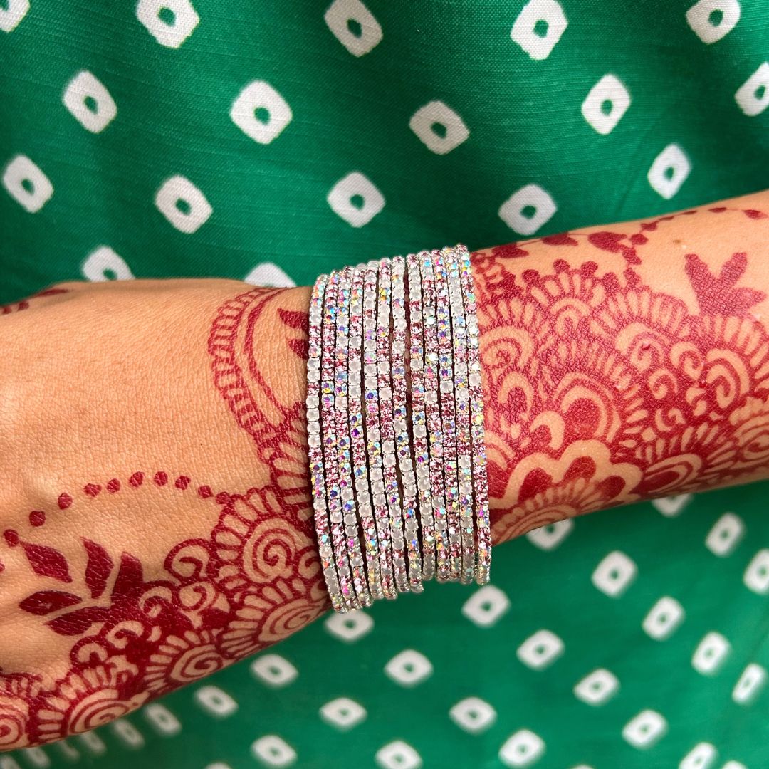 Stretchable Silver Rose Bracelet - Pack of 12