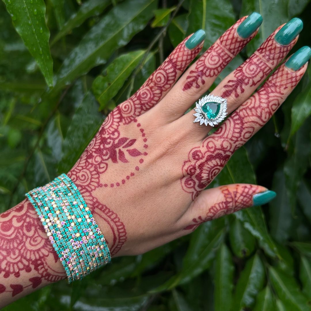 Stretchable Mint Sparkle Silver Plated Bracelet - Pack of 12