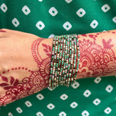 Stretchable Multi Green Silver - Plated Bracelet