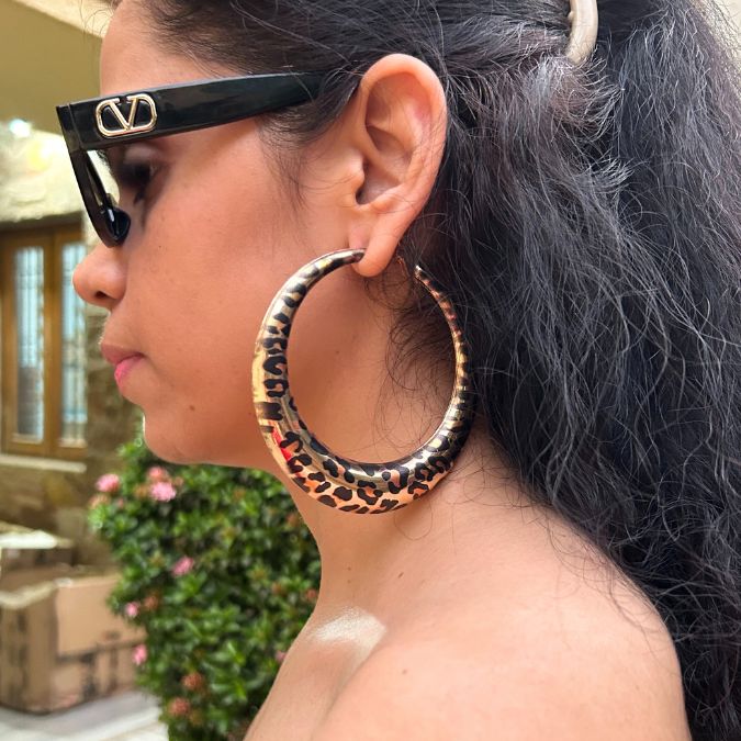 Animal Print Oversized Hoop Earrings