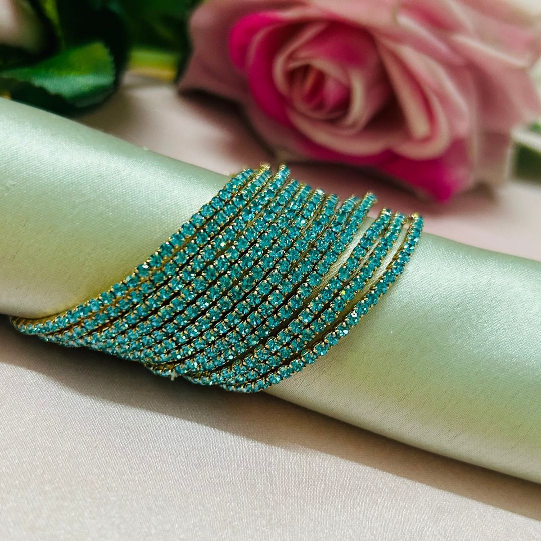 Stretchable Turquoise Gold - Plated Bracelet - Pack of 12