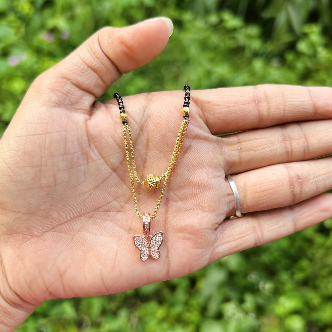 Double Pendant Mangalsutra with Butterfly