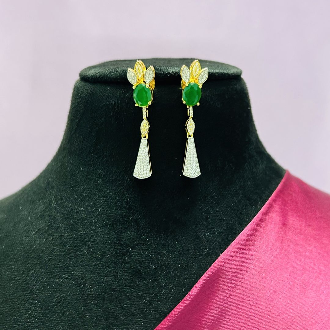 Ada Emerald Green American Diamond Necklace set