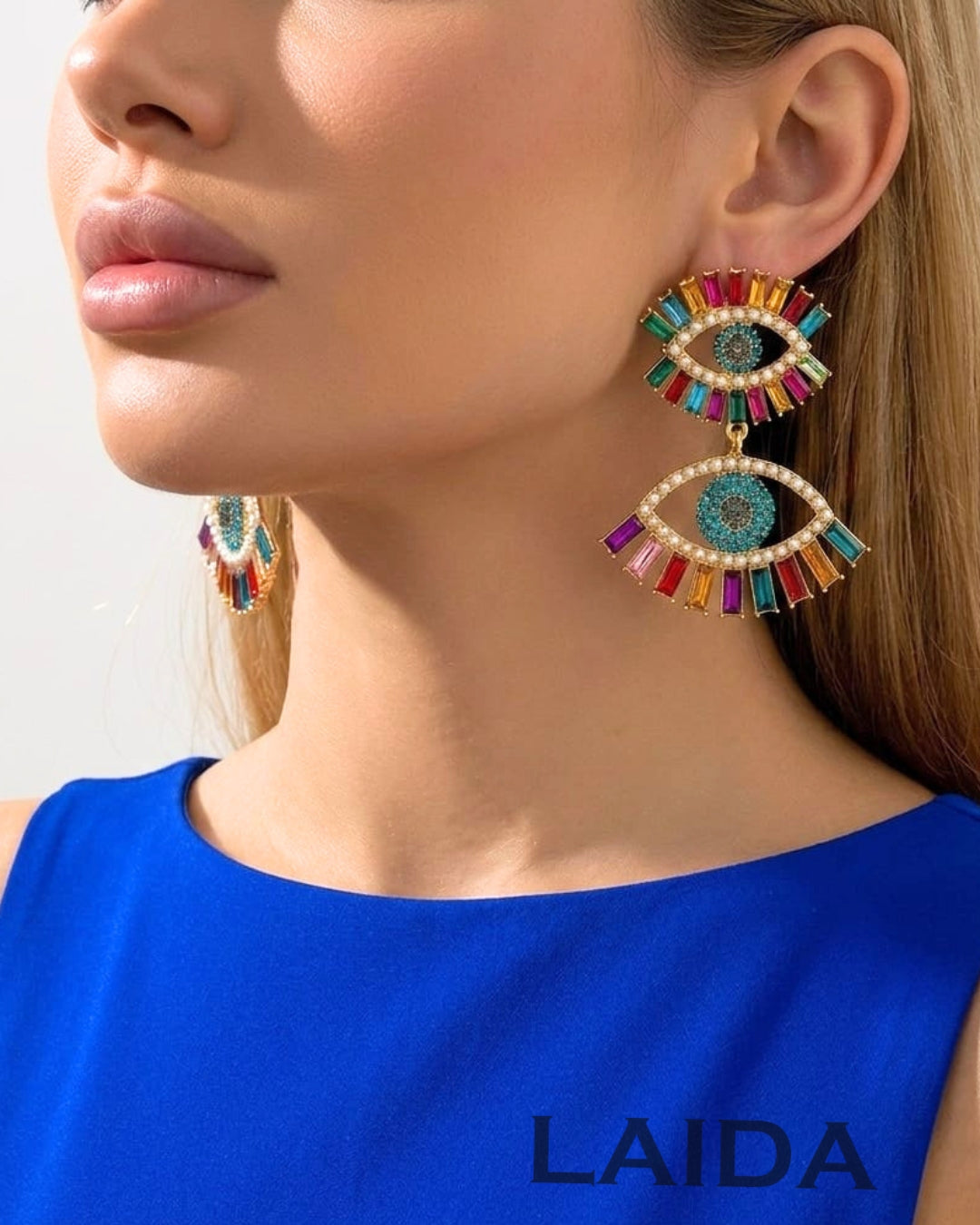 Multicolor Evil Eye Drop Earrings