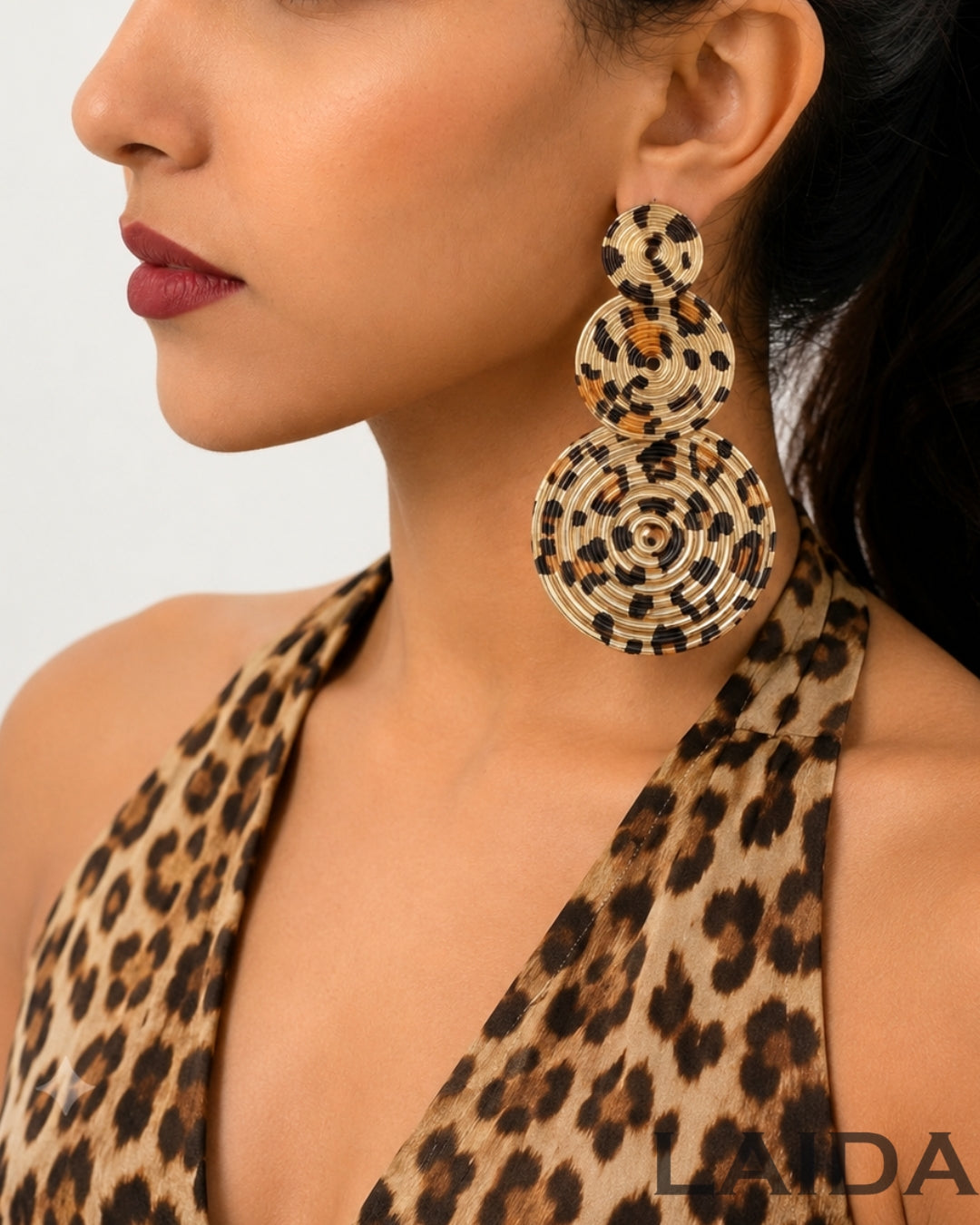 Animal Print Swirl Drop Earrings