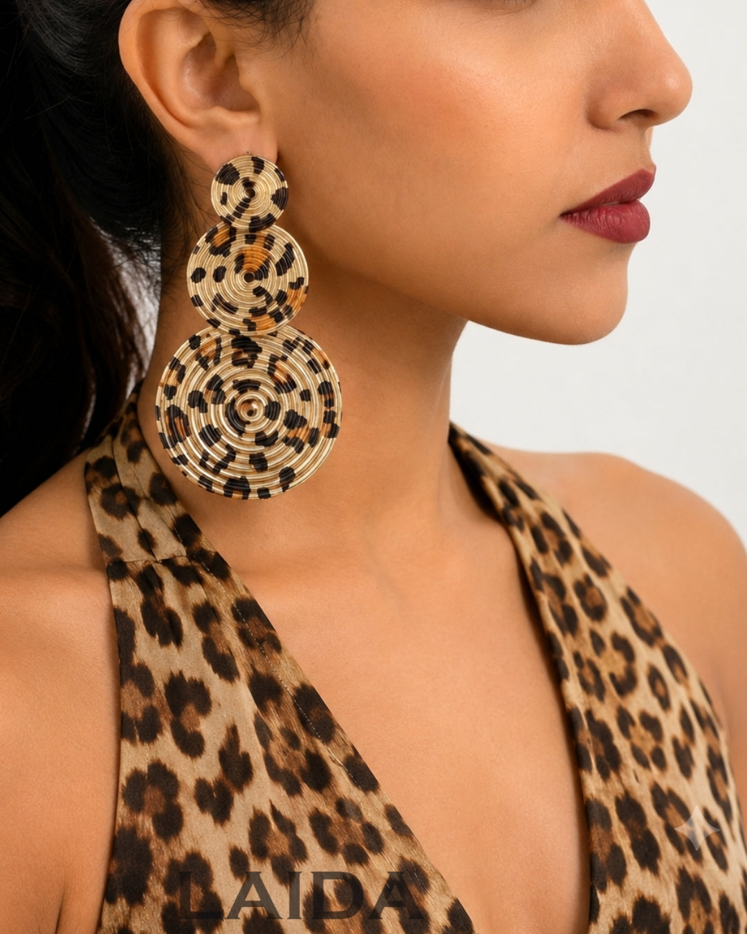 Animal Print Swirl Drop Earrings
