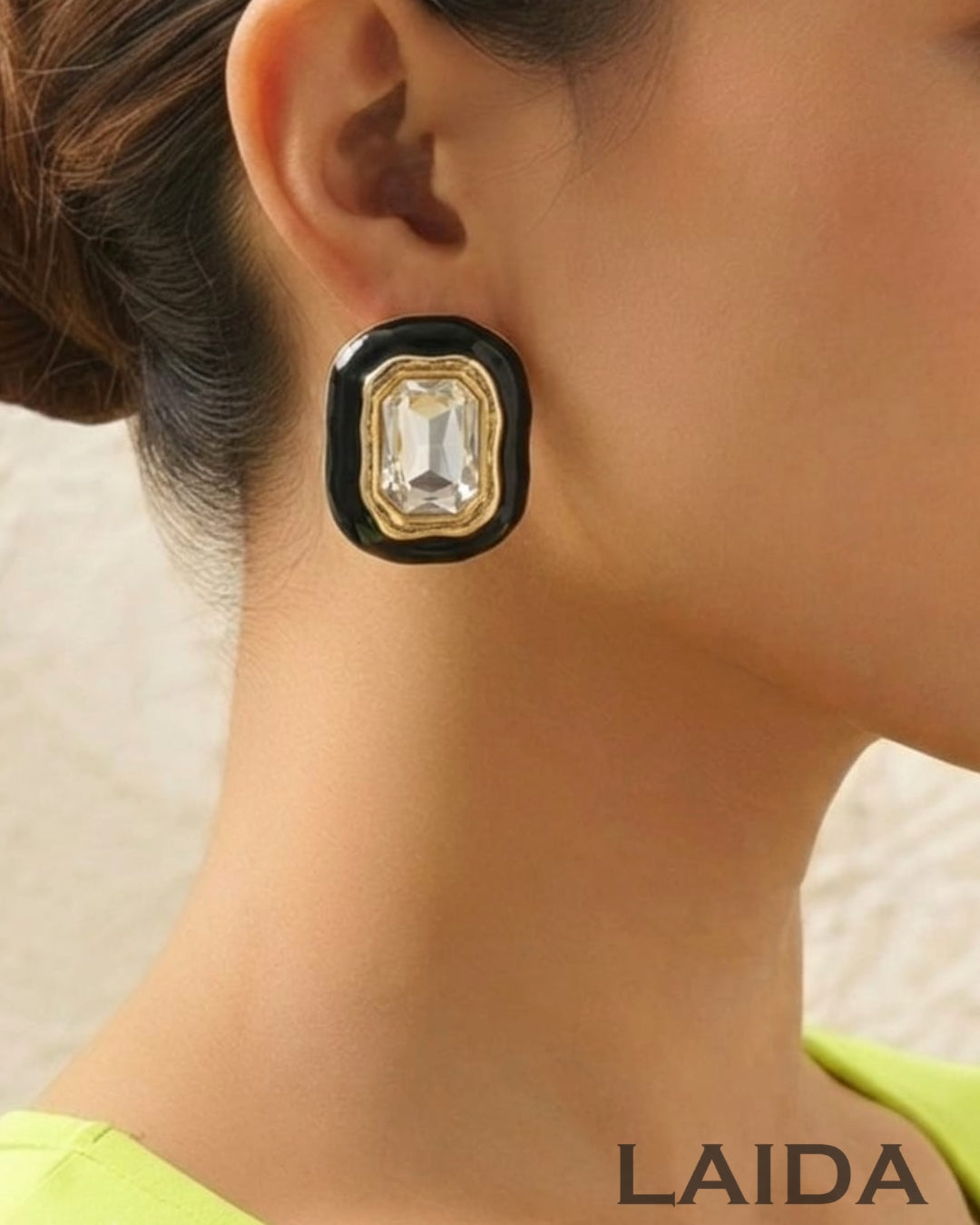Vintage Chunky Black Stud Earrings