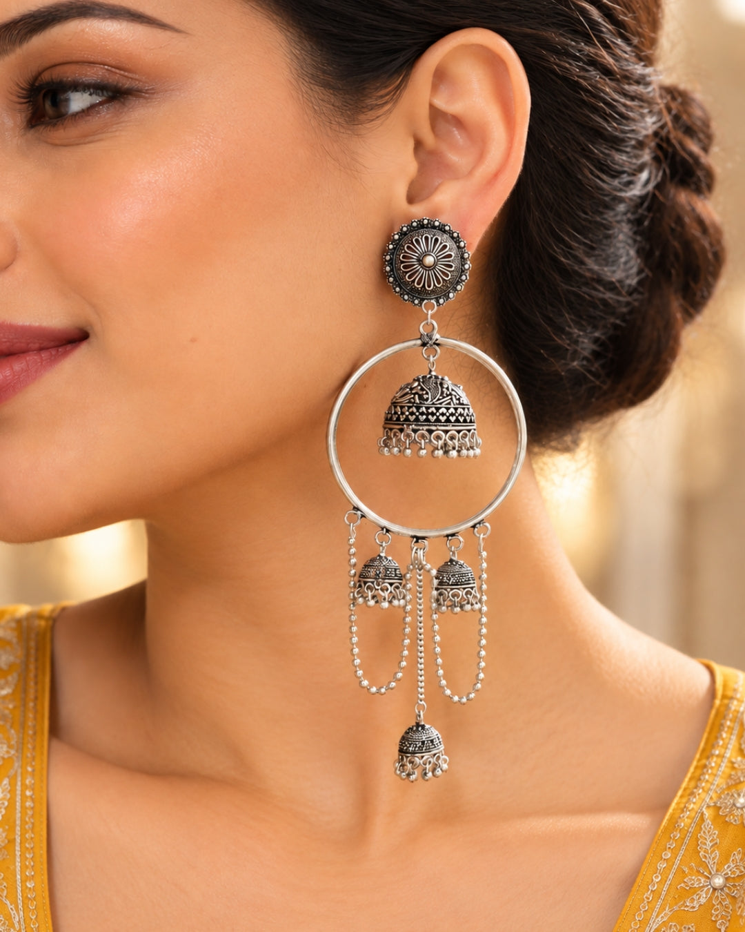 Silver-Plated Oxidised Classic Drop Earrings