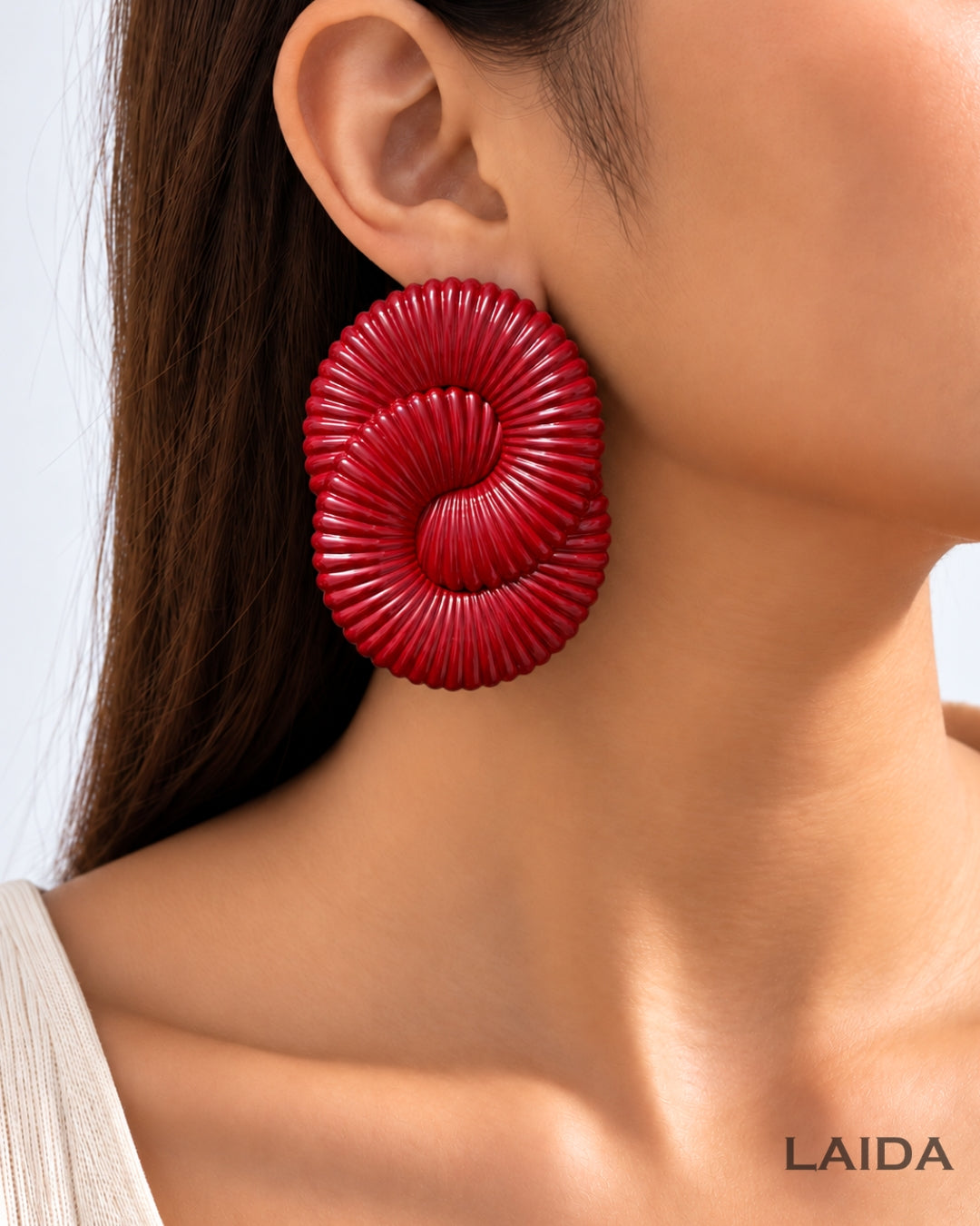 Maroon Twisted Ripple Drop Earrings