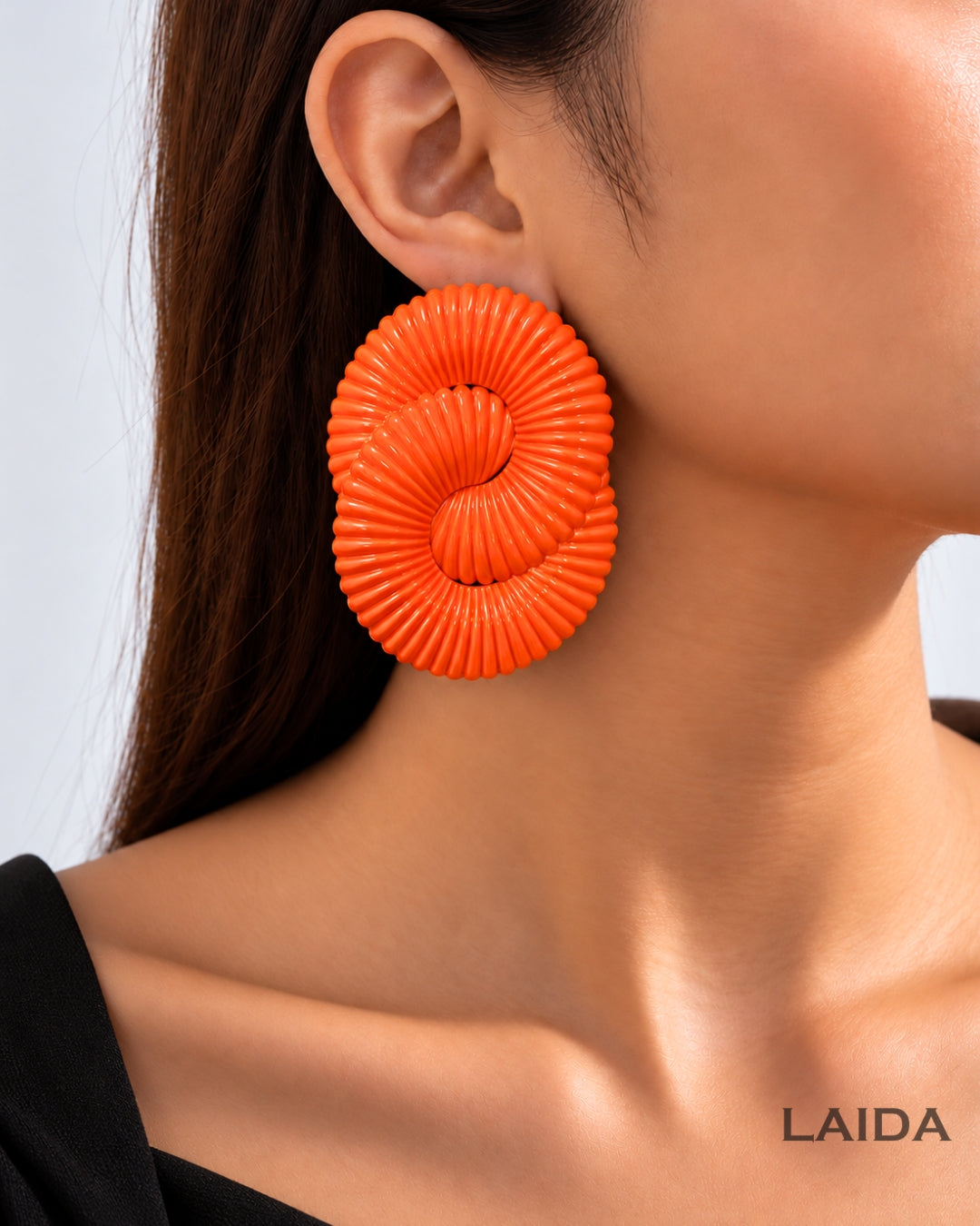 Orange Twisted Ripple Drop Earrings