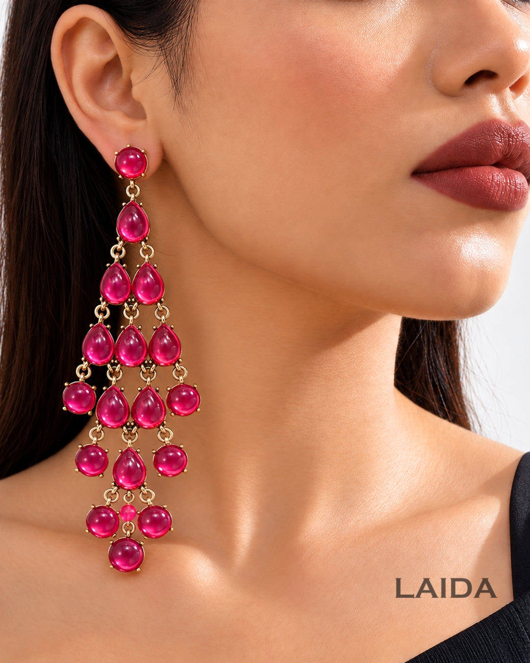 Pink Transparent Resin Tear Drop Earrings