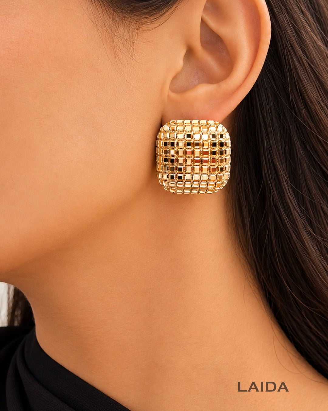 Bling Blogger Golden Square Earrings - Small