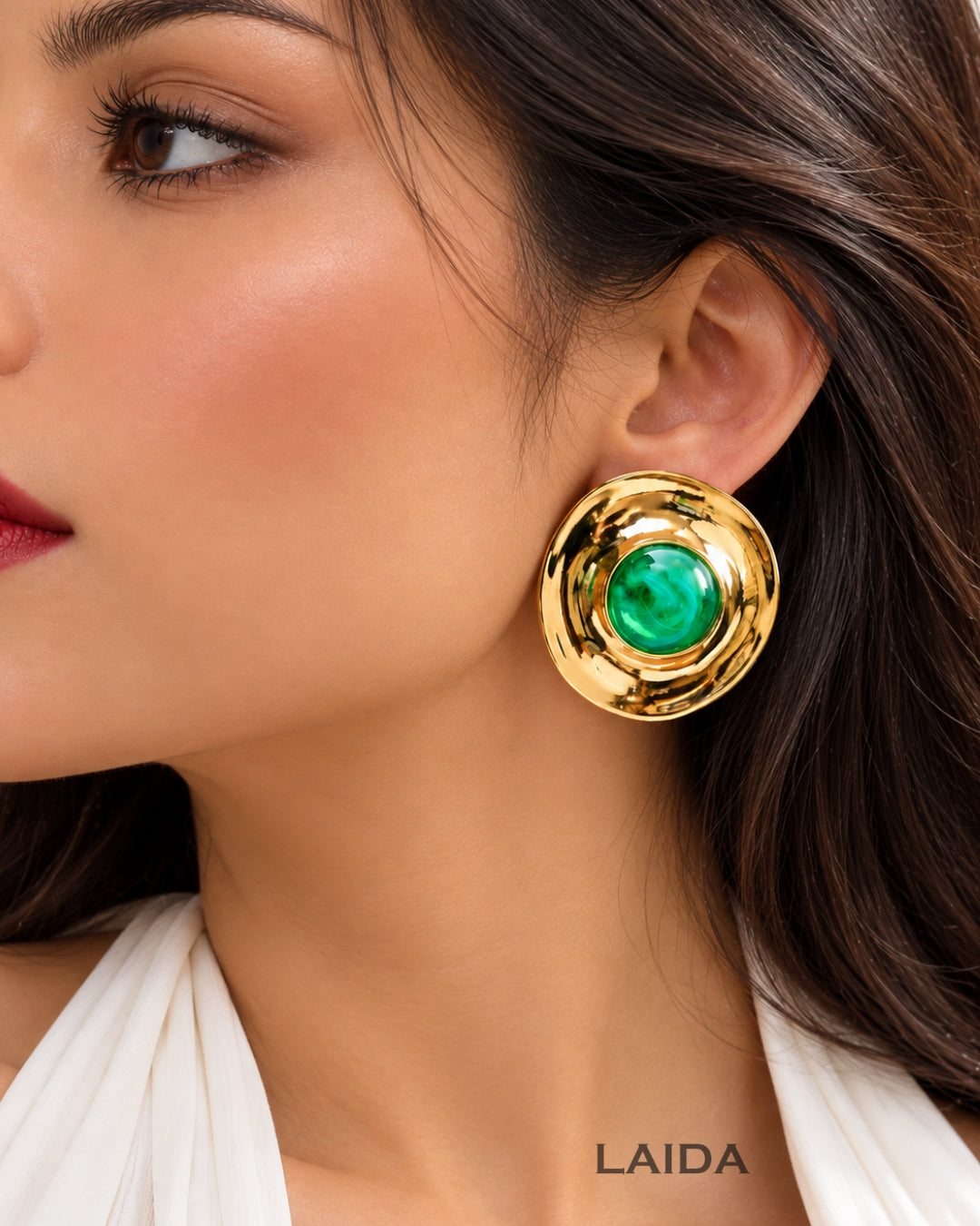 Green Chic Designer Stud Earrings