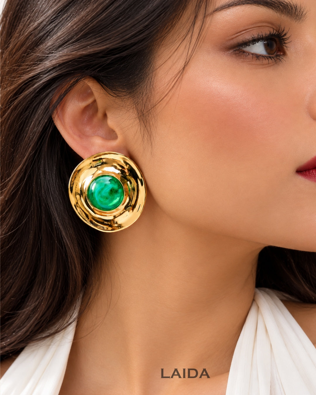 Green Chic Designer Stud Earrings