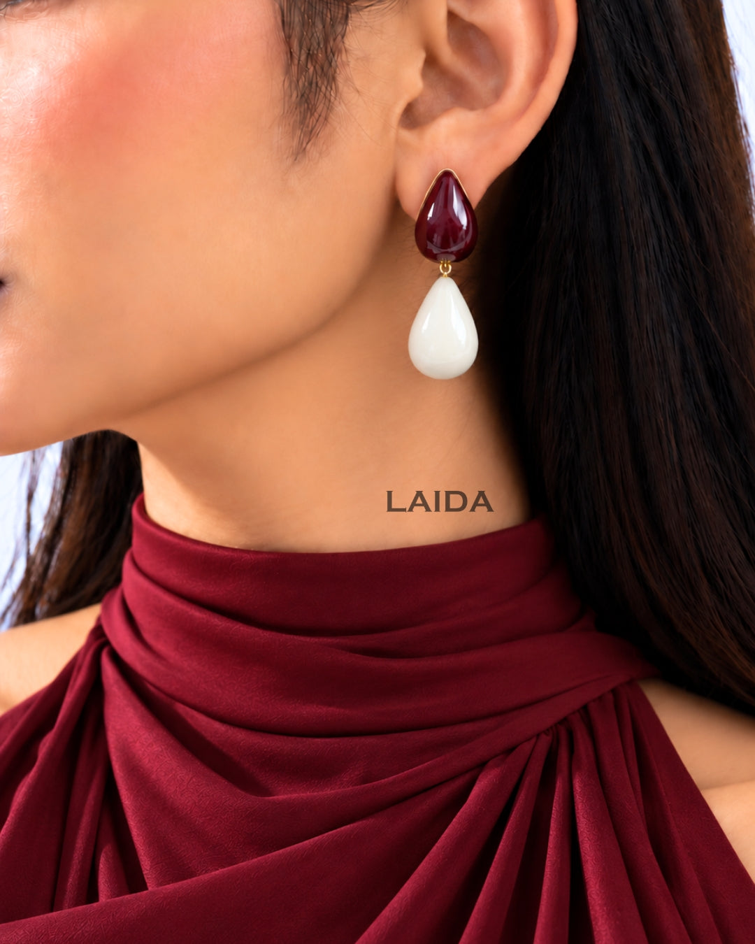 Maroon Mist Teardrop Earrings