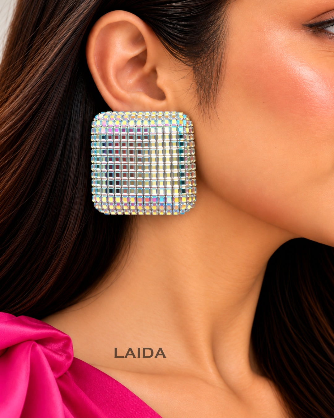 Bling Blogger Silver Square Earrings - Big