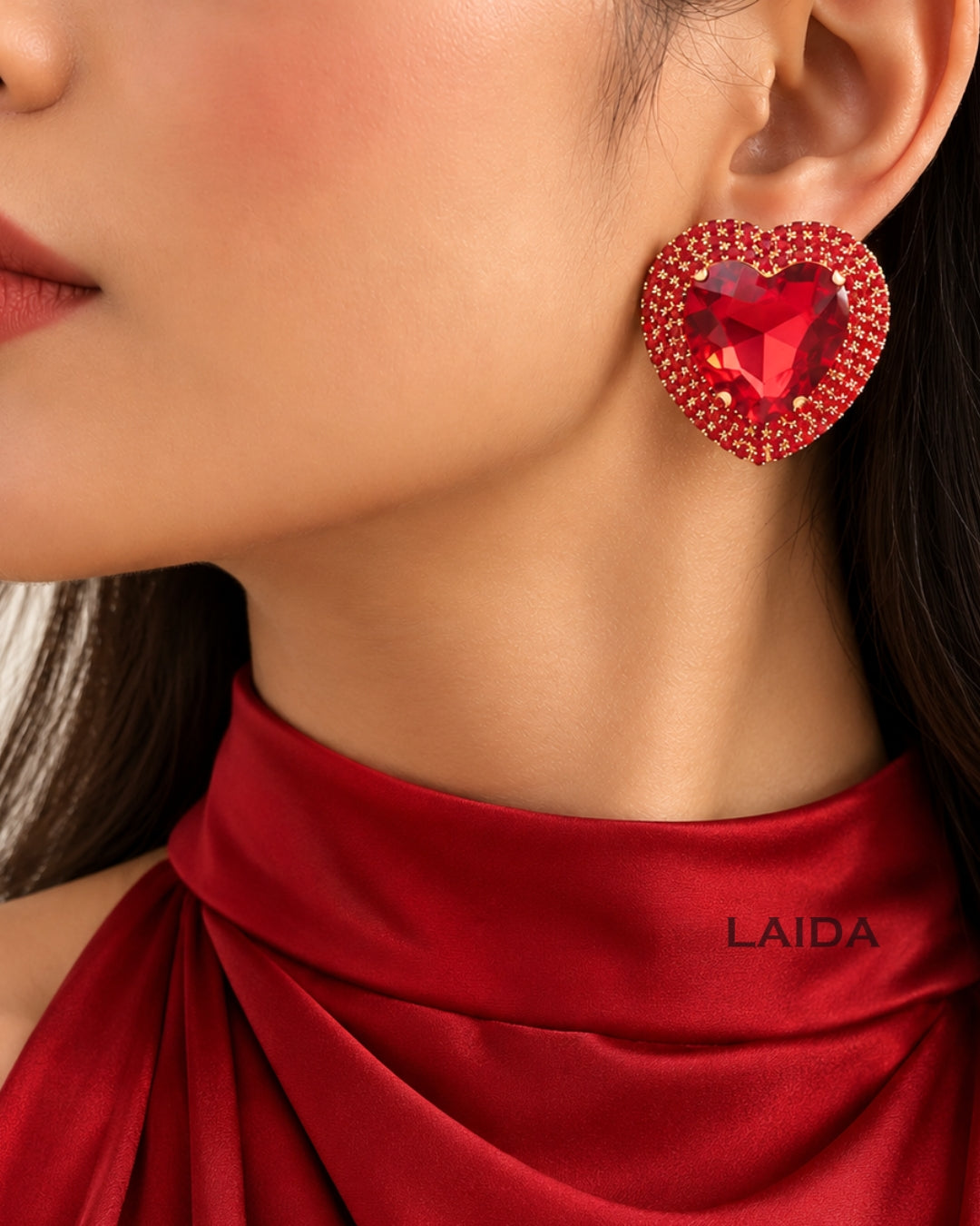 Red Retro Heart Drop Earrings
