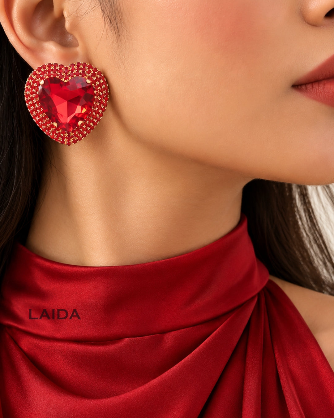 Red Retro Heart Drop Earrings