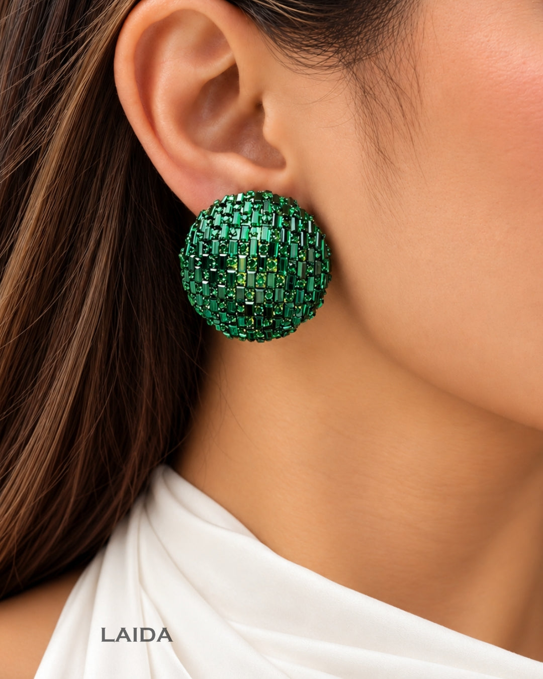 Bling Blogger Green Stud Earrings - Big