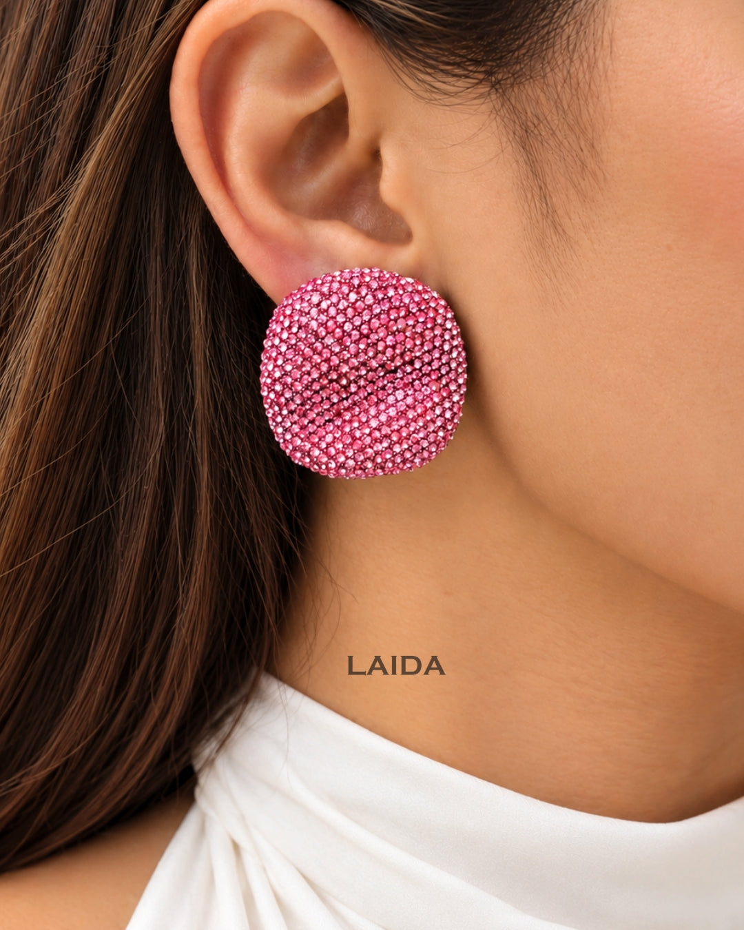 Bling Blogger Baby Pink Stud Earrings - Small