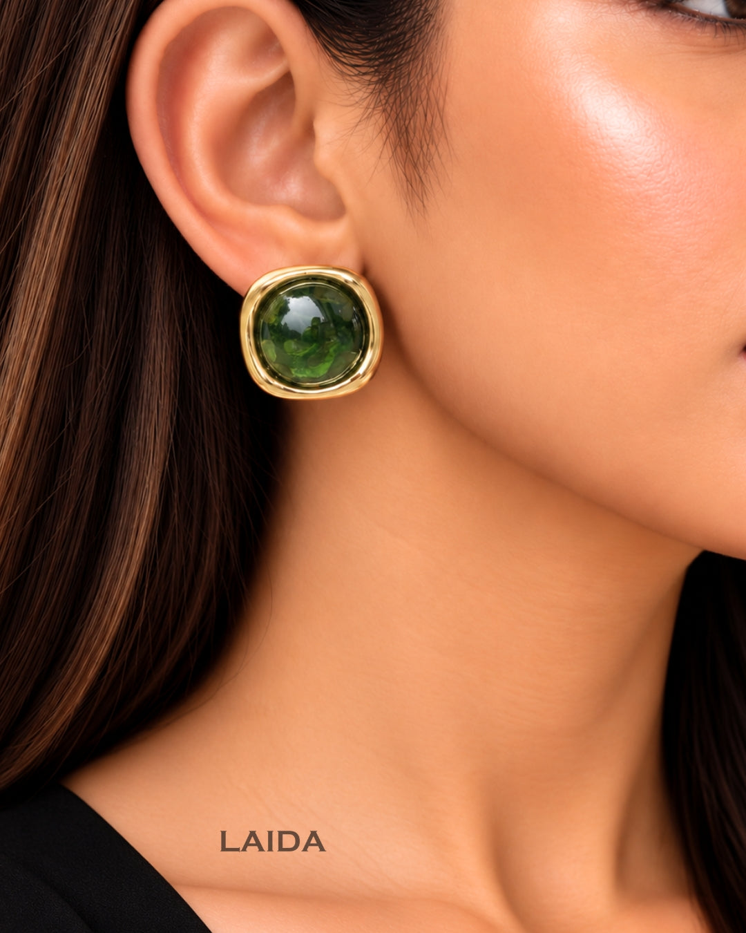 Green Resin Stud Earrings