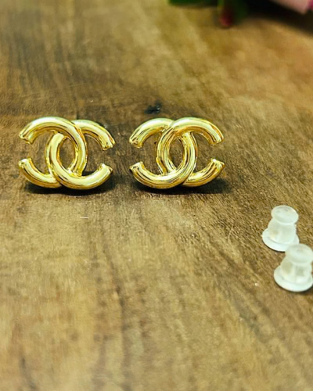 Golden Emblem Stud Earrings