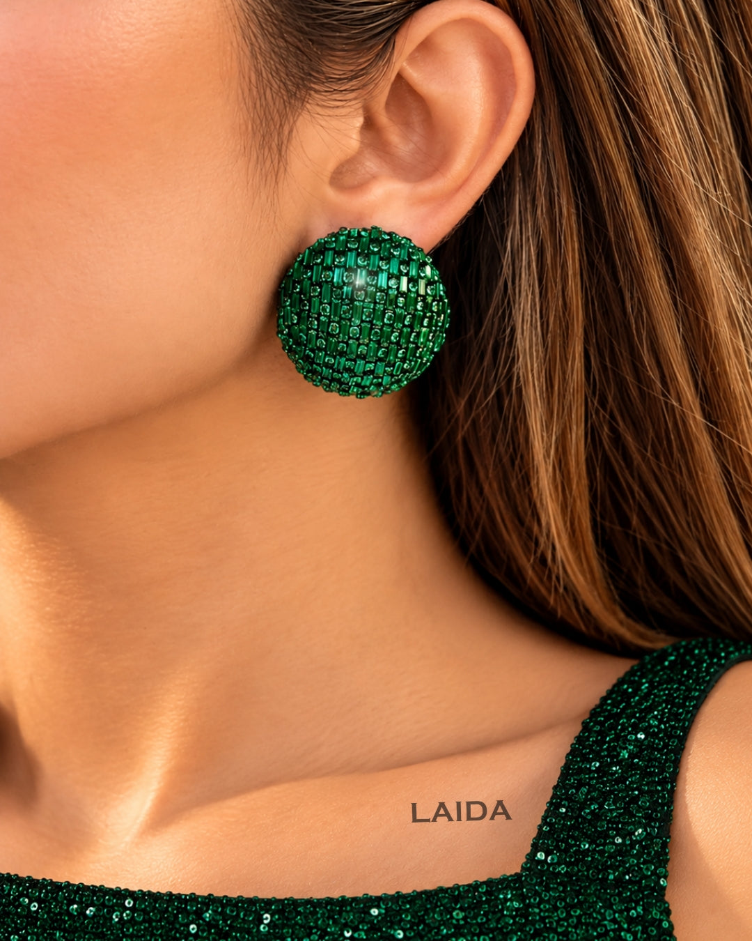 Bling Blogger Green Stud Earrings - Small