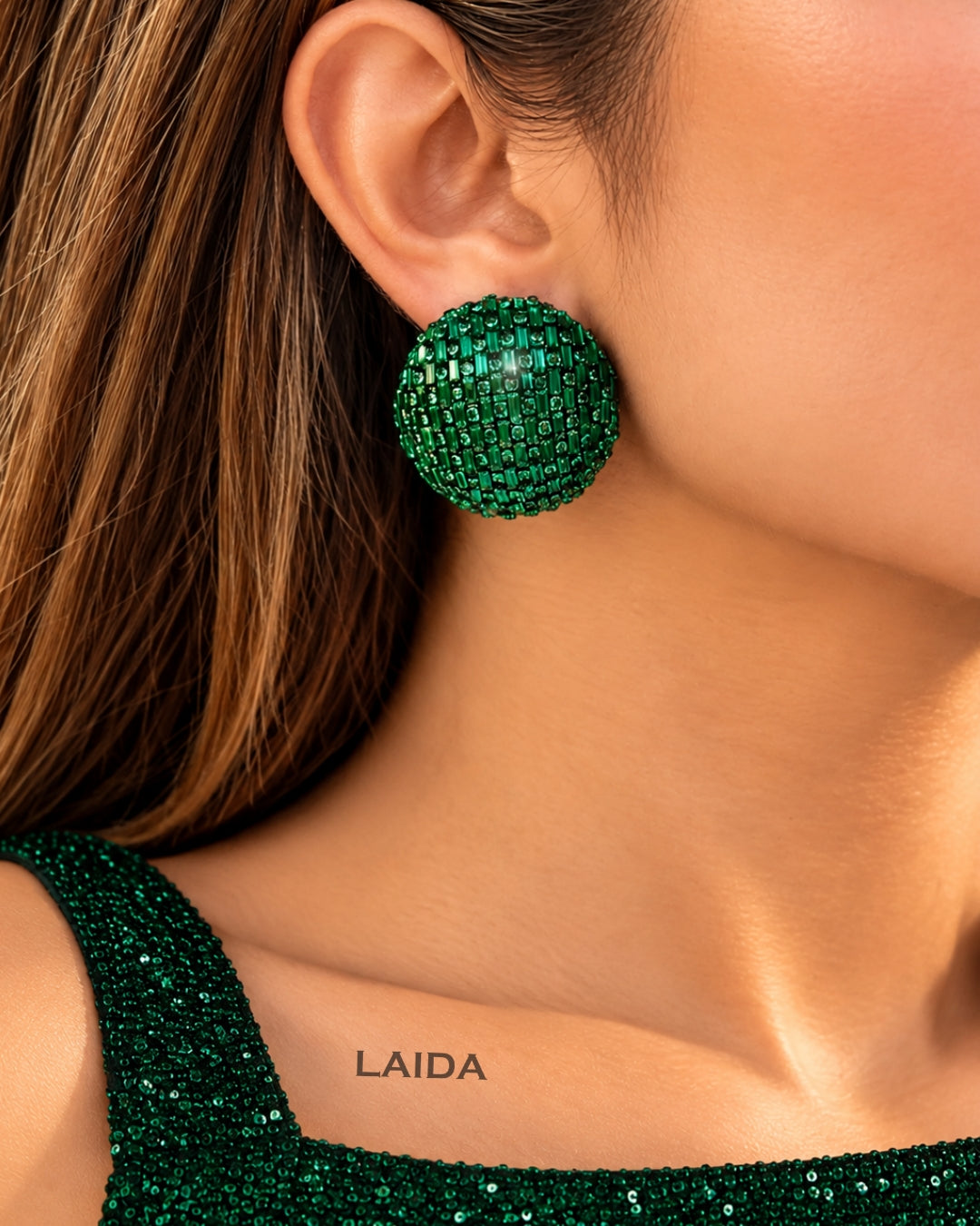 Bling Blogger Green Stud Earrings - Small