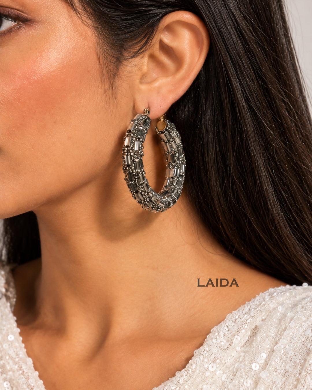 Bling Blogger Rhodium Hoop Earrings