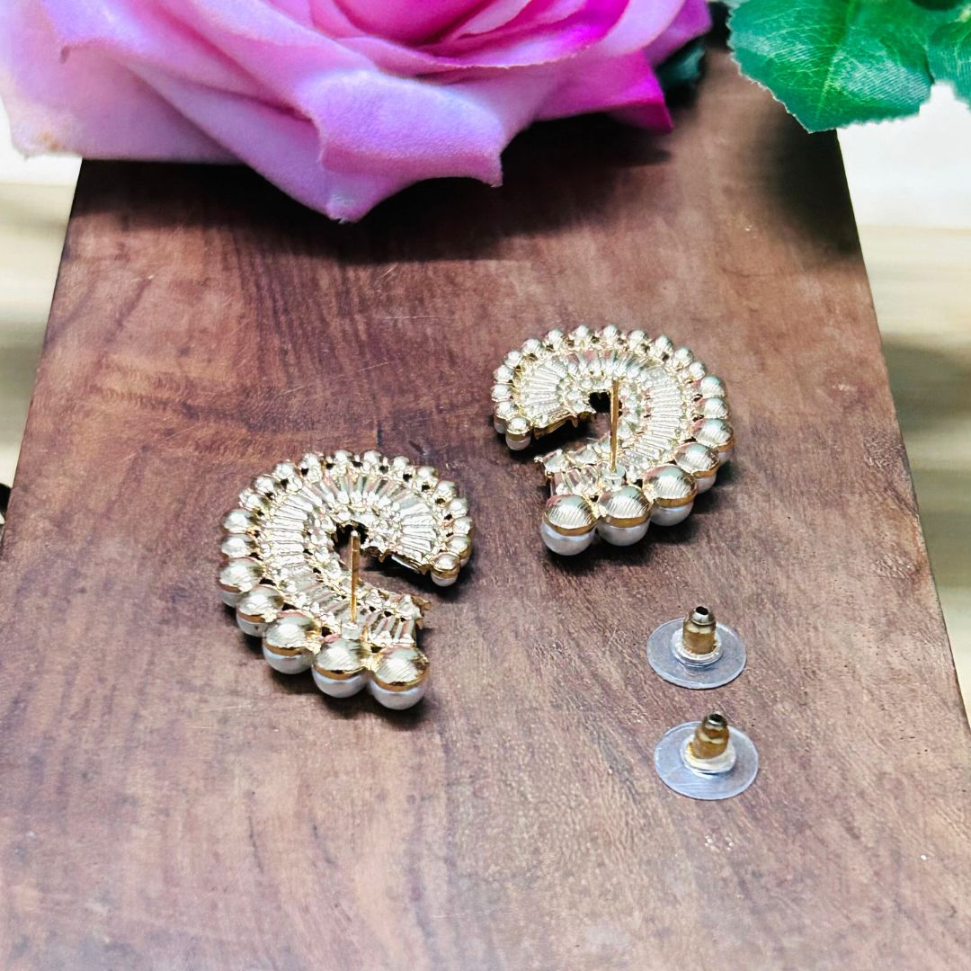 Pearl Spiral American Diamond Stud Earring