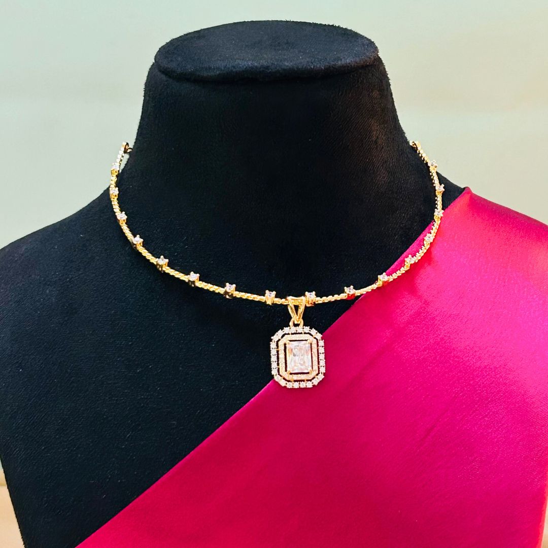 Andriana 18K Gold Plated American Diamond Necklace Set