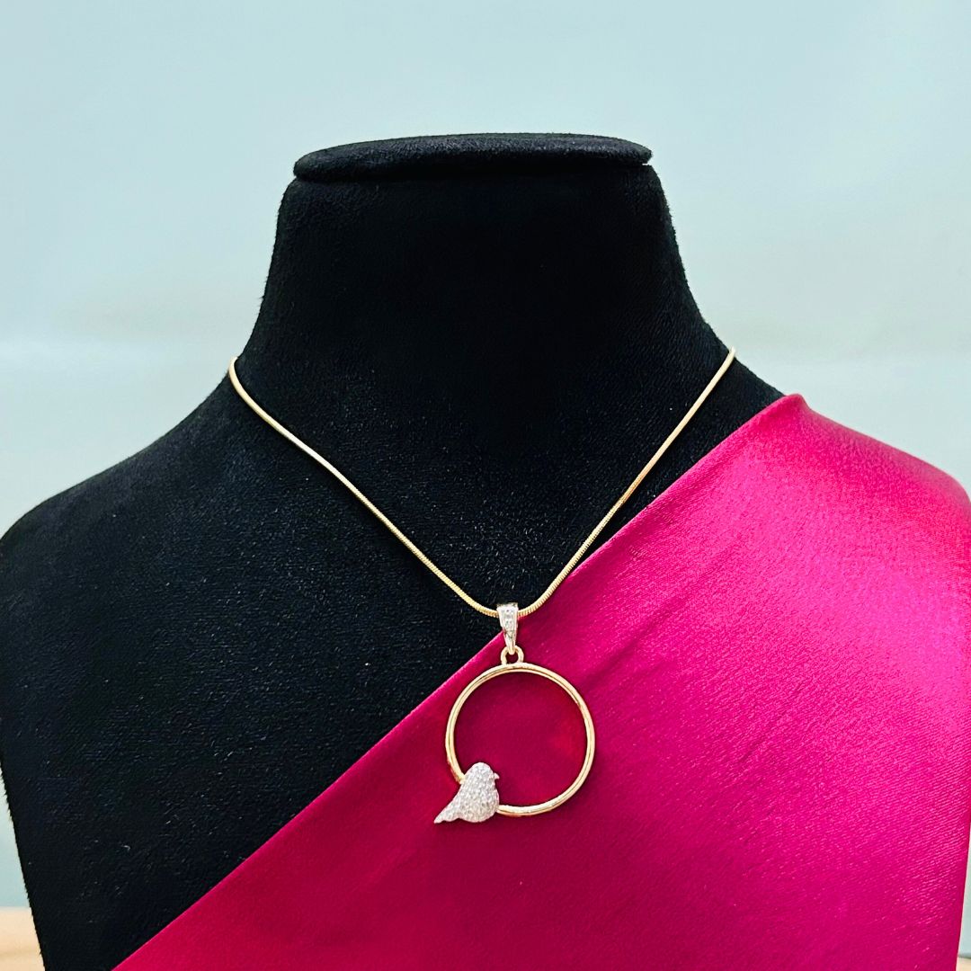 Meena 18K Gold Plated American Diamond Pendant Set