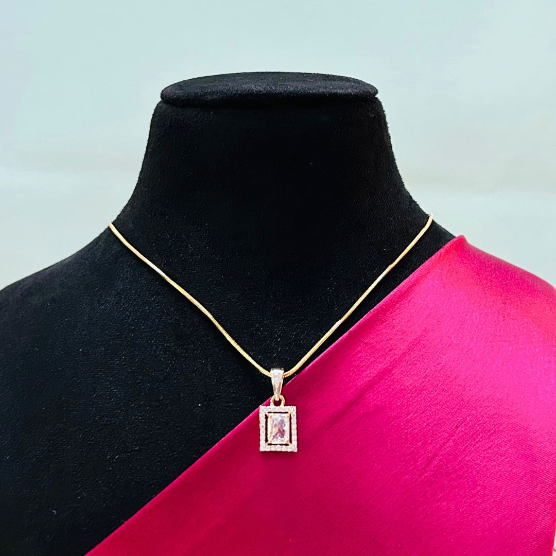 Heer 18K Gold Plated American Diamond Pendant Set