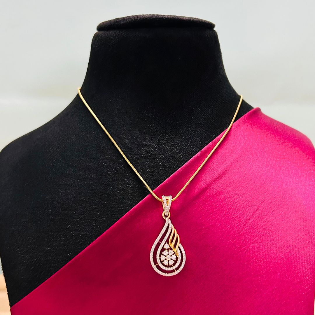 Anaira 18K Gold Plated American Diamond Pendant Set