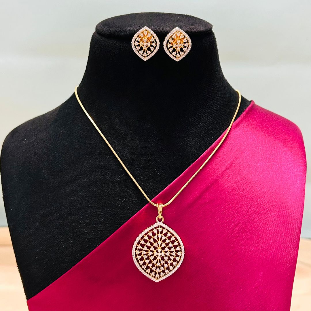 Advika 18K Gold Plated American Diamond Pendant Set