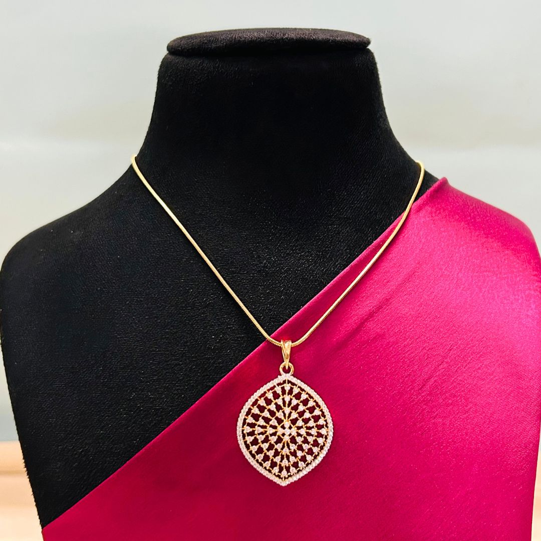 Advika 18K Gold Plated American Diamond Pendant Set