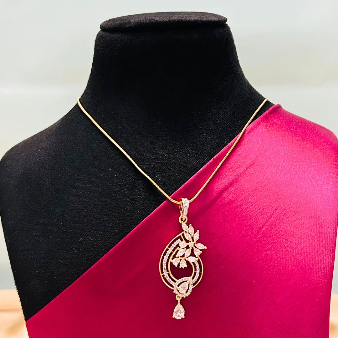 Darshana 18K Gold Plated American Diamond Pendant Set