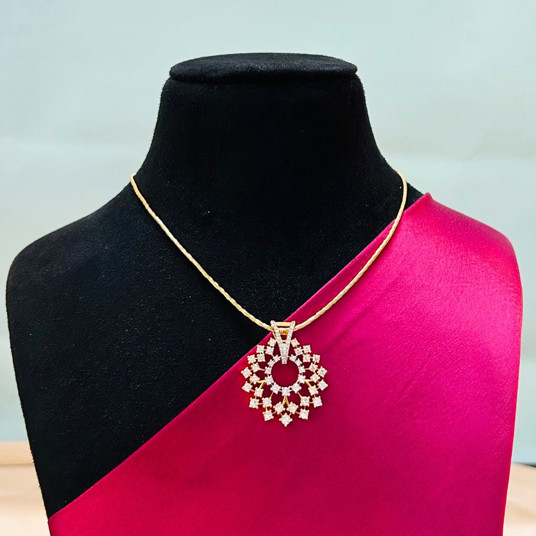 Oja 18K Gold Plated American Diamond Pendant Set