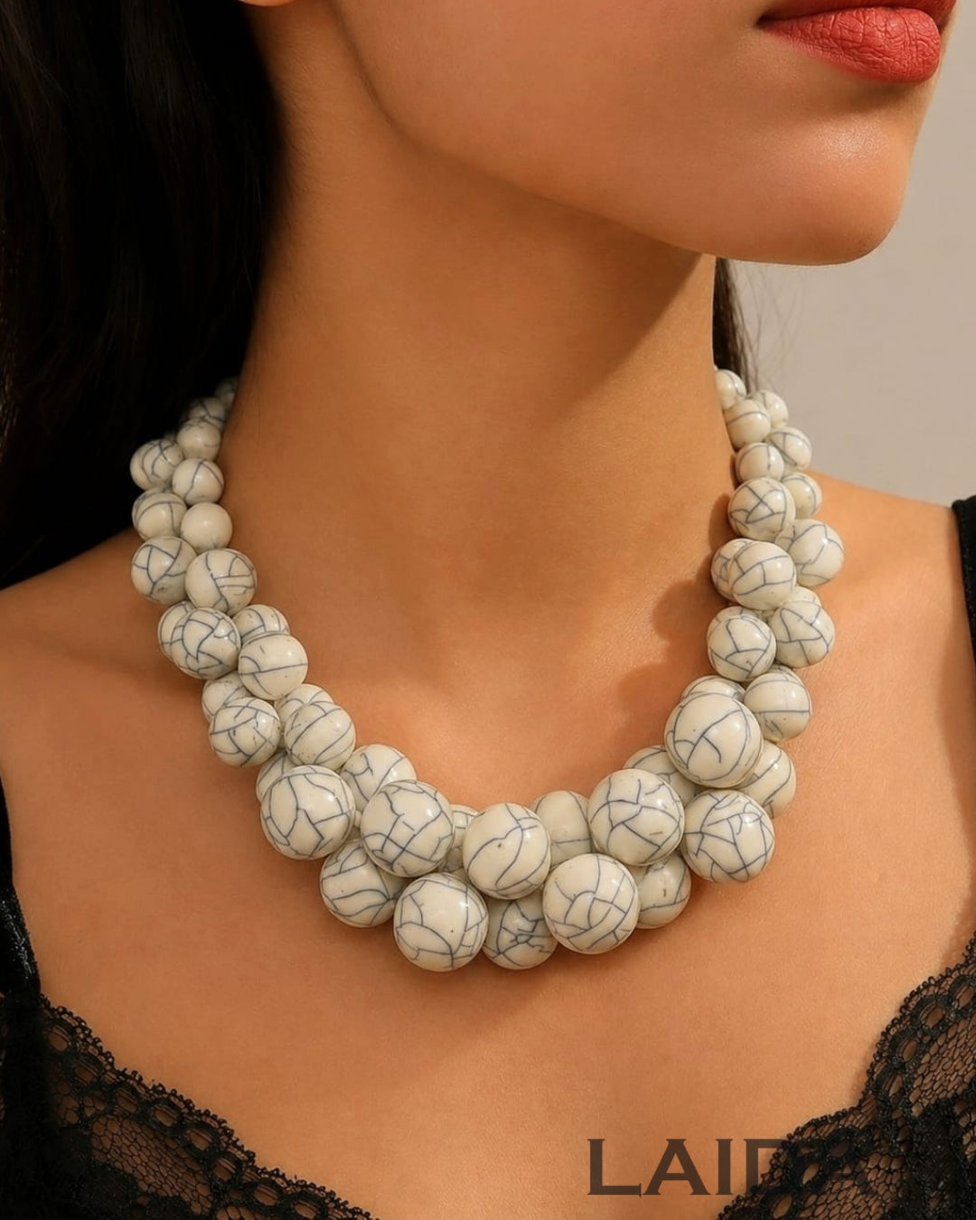 White Resin Bead Ball Necklace