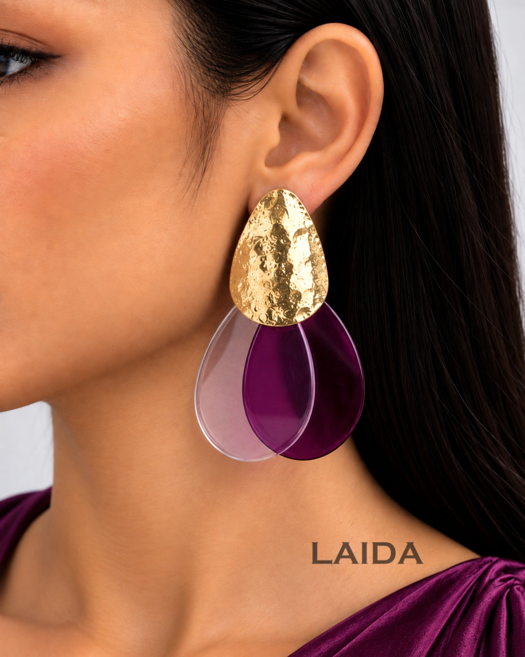 Vintage Purple Dual Resin Drop Earrings