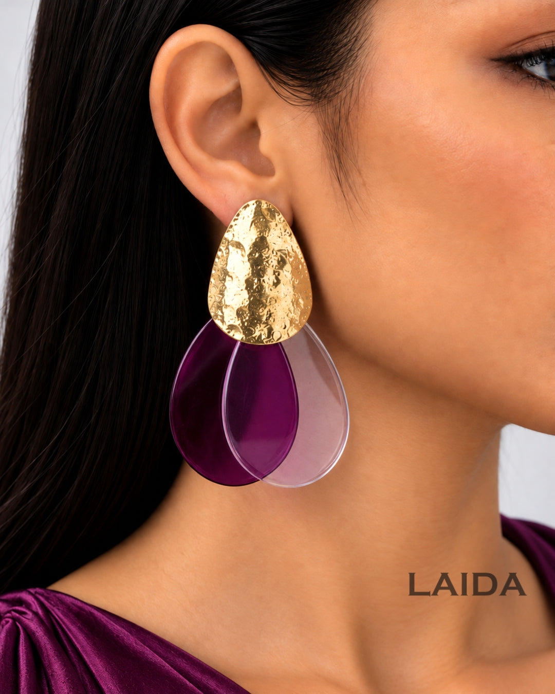 Vintage Purple Dual Resin Drop Earrings
