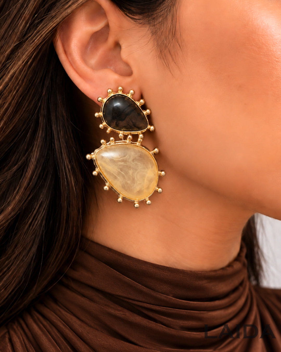 Brown Retro Resin Drop Earrings