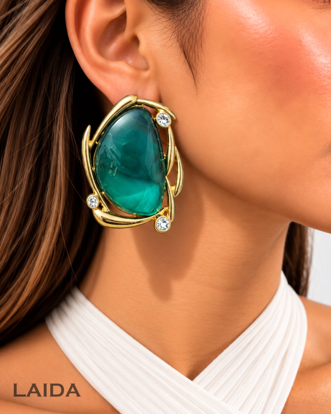 Oversized Turquoise Stud Earrings