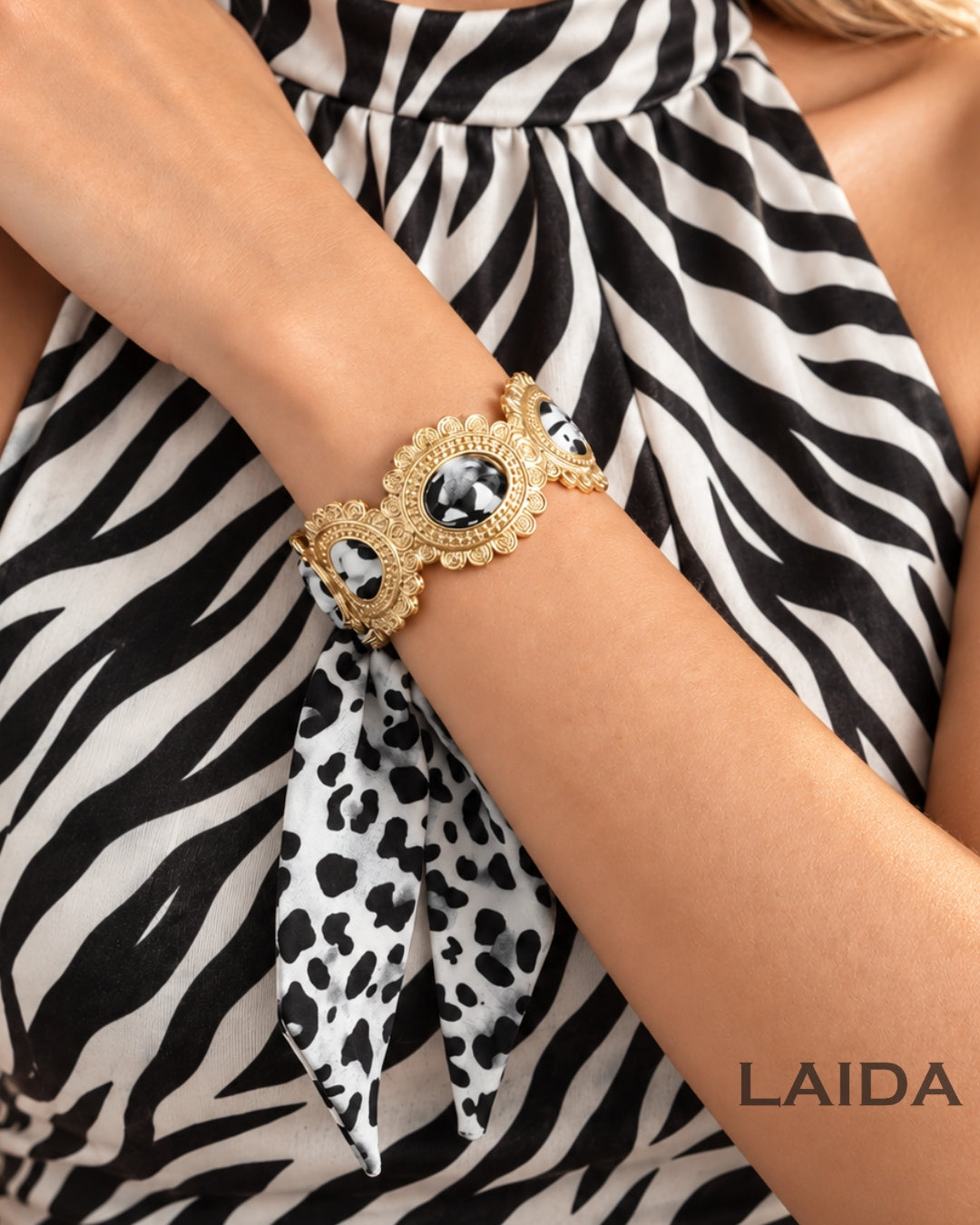 Retro Zebra Print Scarf Bracelet
