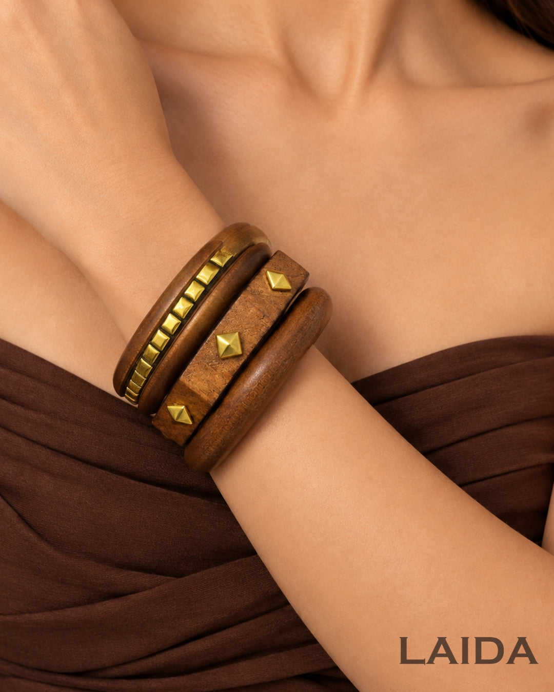 Chunky Wooden Bangles Stack