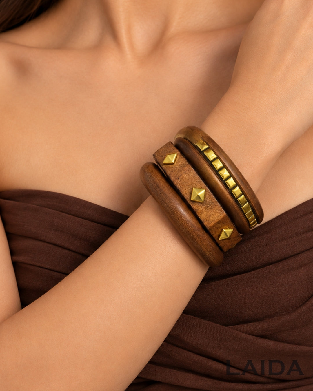 Chunky Wooden Bangles Stack