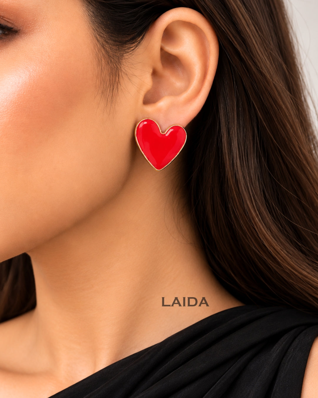 Red Heart Stud Earrings