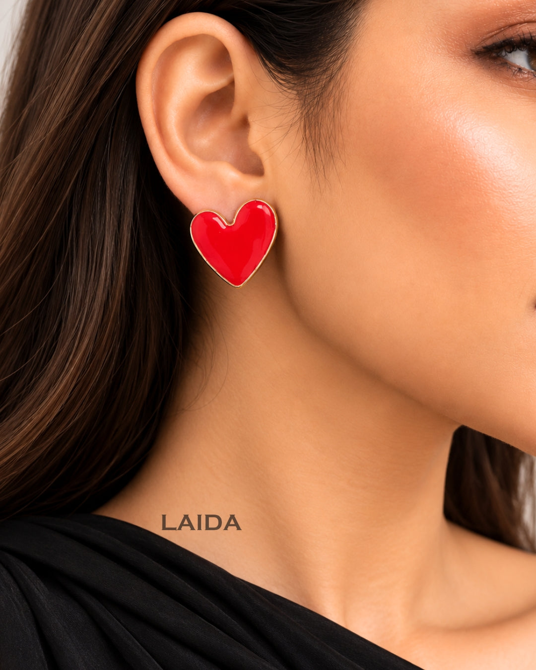 Red Heart Stud Earrings