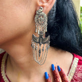 Silver-Plated Oxidised Quirky Drop Earrings